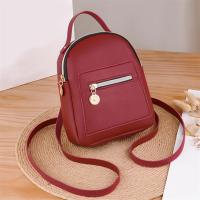 Mochila Mini Para Mujer De Cuero PU Multifuncional Bandolera Pequeña Color Sólido Fresco Bolsa De Hombro Para Teléfono Móvil - details 15