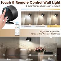 Lámpara De Pared LED Con 3 Niveles De Brillo Y 3 Modos De Color Luz De Pared Operada Por Batería 360° Giratoria Control Táctil Para Cocina Dormitorio Estudio Baño - details 13