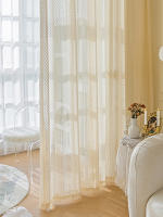 Cortina Japonesa De Tulle Transparente Con Diseño Geométrico Y Crochet Patrón Vacío Para Decoración Del Hogar Con Bolso De Percha - details 6