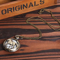 Reloj De Bolsillo Cuarzo Vintage Bronce Con Diseño De Caballo Hueco Para Hombres Y Mujeres Regalo De Moda Con Collar Relojes Exquisitos - details 3