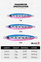 BLUX Señuelo De Pesca De Metal Delgado Para Agua Salada Y Río 15g 20g 30g Arcoíris Adecuado Para Pesca En El Mar Y Roca - details 1