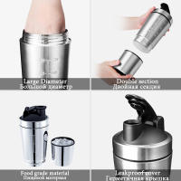 Nueva Botella Deportiva De Acero Inoxidable Con Mezclador De Vaciado Doble Capa Desmontable Para Proteína De Leche Y Agua Para Exteriores - details 12