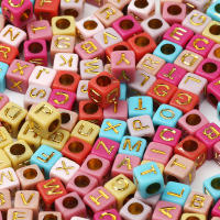 100pcs Cuentas De Letras Cuadradas 6mm Negro Y Oro Aleación De Acrílico Para Manualidades Y Creación De Joyas DIY - details 26