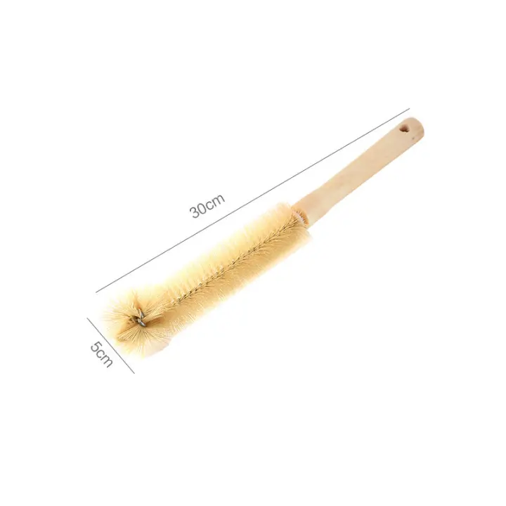 Cepillo De Limpieza Para Botellas De Vidrio Con Mango Largo Y Cepillo De Madera Para Limpieza De Cocina Herramienta De Limpieza Ecológica Para Botellas Y Copas - 1