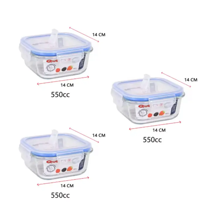 Set de 3 y 4 Recipientes Herméticos de Vidrio Borosilicato - Fiambreras Rectangulares, Cuadradas y Redondas - 375cc a 1500cc - Válvula para Microondas - Apto Horno, Microondas, Lavavajillas y Congelador - Resistente a Altas y Bajas Temperaturas - 1