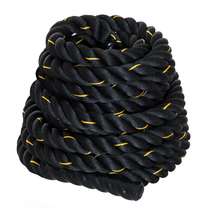 HOMCOM Cuerda de Batalla Ø38 mm Longitud 9 m Battle Rope Formación Battling Power Cuerda Ejercicio Fitness Deporte Crossfit Poliéster Ultra Resistente Negro - 1