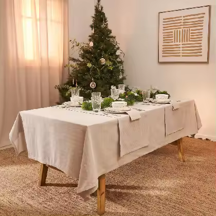 La Mallorquina - Mantel liso de Algodón con detalles en hilo de lurex - Arlette - 1