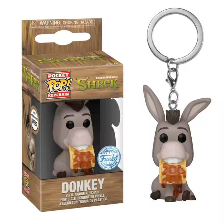 FUNKO POCKET POP! LLAVERO: SHREK - BURRO CON GOFRE, 82223, TIENDA CON LICENCIA OFICIAL - 1