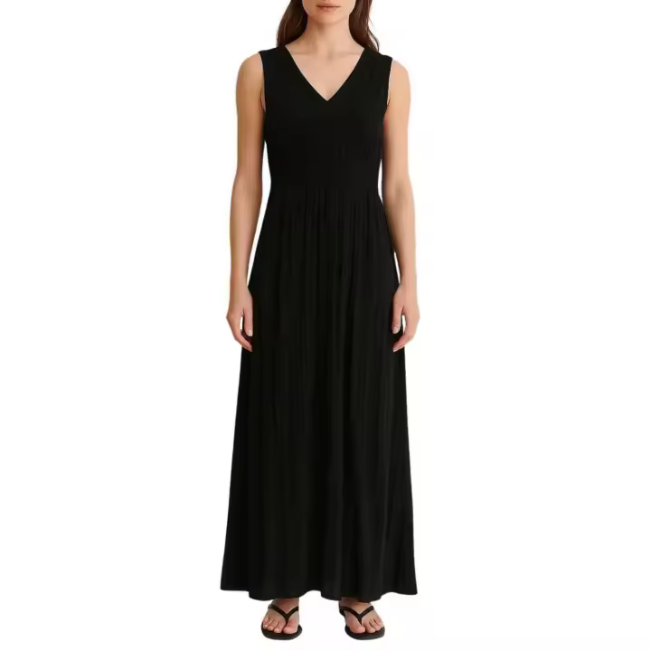 VIYRINA V-NECK S/L ANKLE DRESS/1 Black Beauty - 1