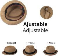 Kebedo Moda Sombrero Paja Marrón Fedora Gorro Unisex Estilo Panamá Retro Borsalino Enrollable y Ajustable Talla Adulto M/L - details 7