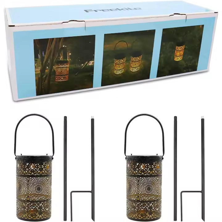 Farolillos Solares de Metal para Jardín - Luz Solar con Soporte Extraíble - 1