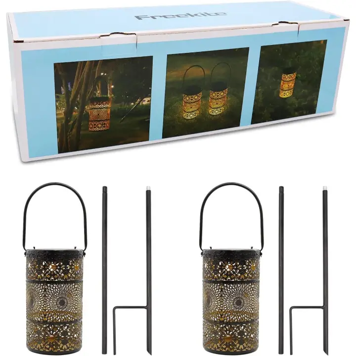 Farolillos Solares de Metal para Jardín - Luz Solar con Soporte Extraíble - 1