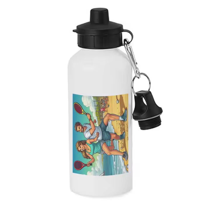 MERCHANDMANIA BIDON DEPORTIVO 600 ML ACERO INOXIDABLE CON CHUPON padel juego playa raquetas deporte amigos botella escolar deporte bicicleta - 1