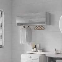 vidaXL Armario de madera contrachapada 100x32,5x35 cm en color Blanco brillante/Marrón roble/Madera antigua y más | almacenamiento funcional diseño moderno para baño dormitorio sala - details 7