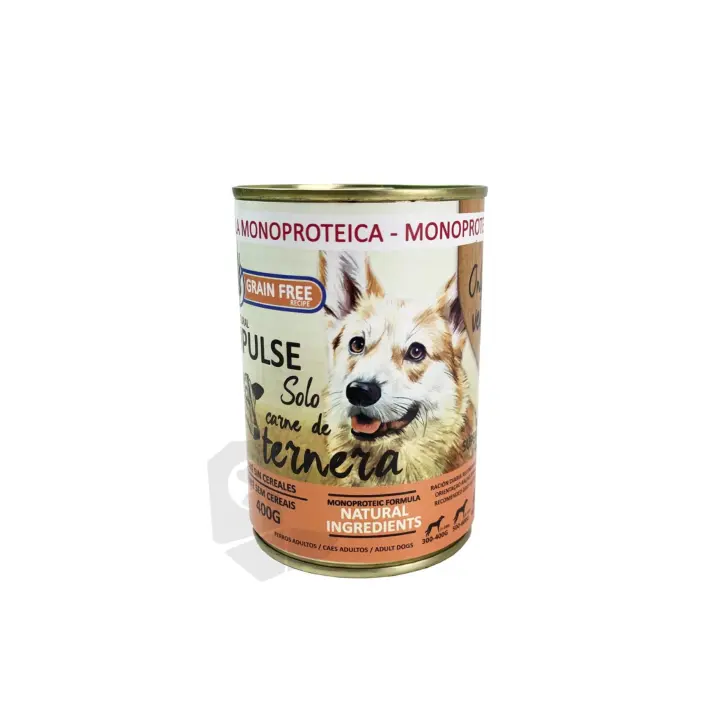 pack de 4 latas The Natural Impulse - Comida Húmeda para Perros de Paté de Ternera Premium Sin Cereales - 4x400 Gr - 1