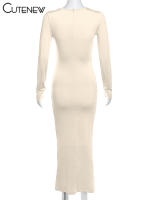 Vestido Largo Elegante Para Mujer NIBBER Con Cuello Redondo Y Patchwork Ajustado Para Noche Traje De Fiesta Vestidos - details 15