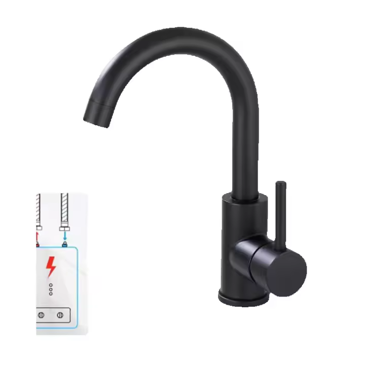 Wasserhahn Niederdruck Armatur Schwarz Waschtischarmatur 360 Drehbar - 1