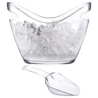 Cubeta De Hielo Transparente Con 2 Cucharas Y Mango Gran Cubeta De Refrescos Para Vino Y Champán Suministros Para Bar Para Reuniones Familiares - details 4