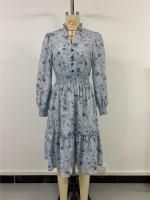 Vestido Casual De Mujer Con Estampado Floral Cuello V Manga Larga A-Line Longitud De Rodilla Cintura Alta Primavera Otoño Invierno - details 33
