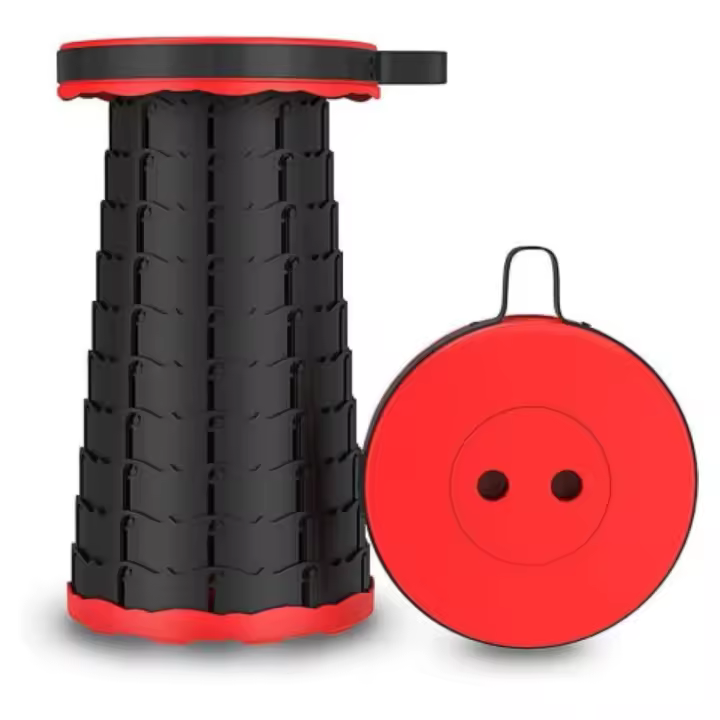 COSHANO Taburete Plegable portátil para Camping, Pesca, Senderismo, Barbacoa, Altura Ajustable Redondo 180kg (Rojo) - 1