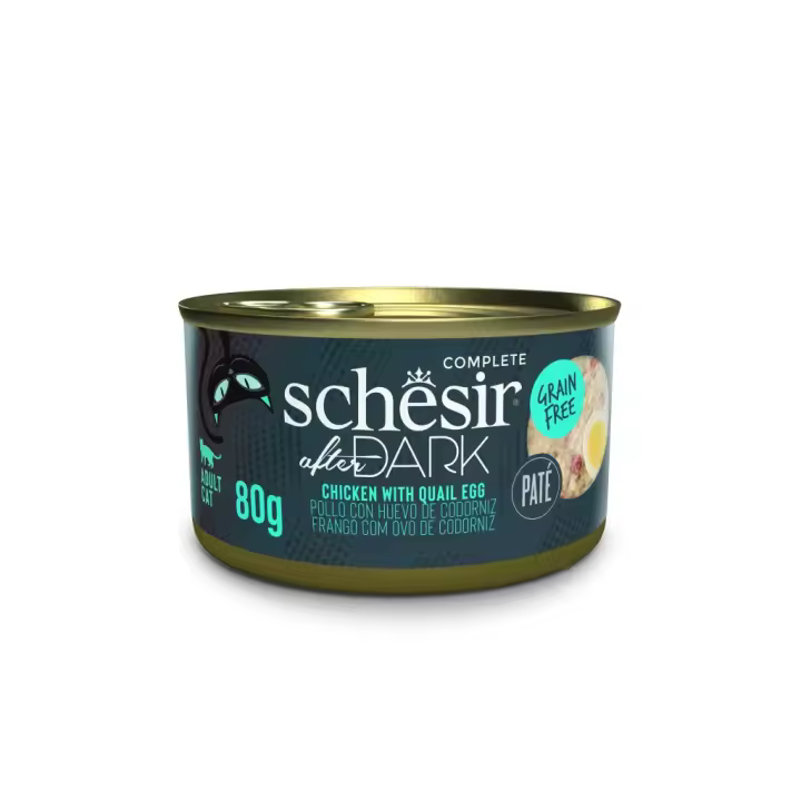 Schesir Lata After Dark De Pollo con Huevo de Codorniz paté Para Gatos 12X80GR - 1