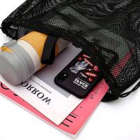 Mochilas de malla con cordón, bolsa de malla negra resistente para playa, gimnasio, compras, natación - details 2
