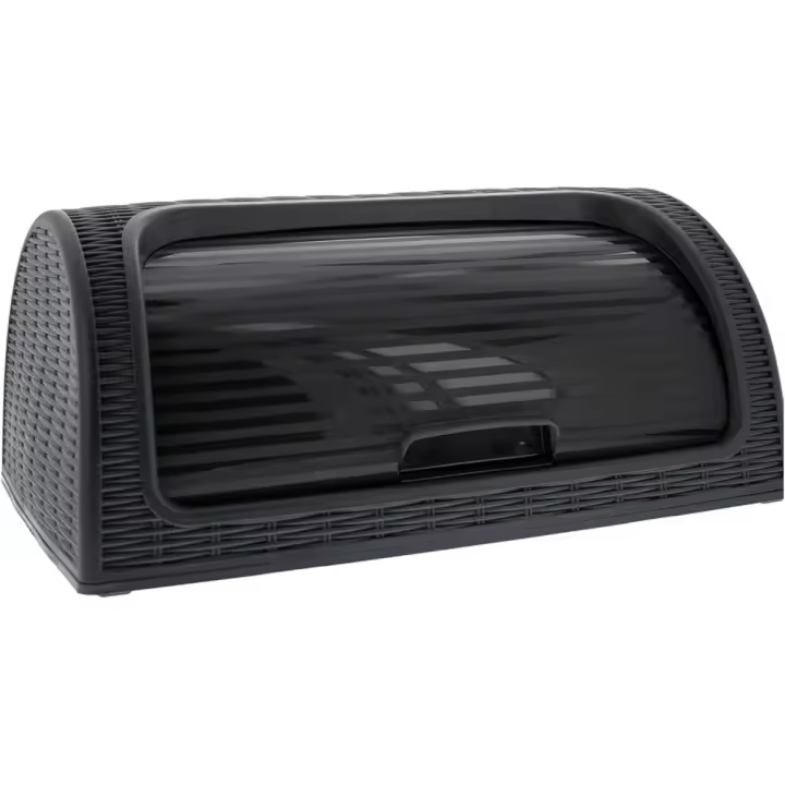 COSHANO Panera de plástico tipo Ratán, cesta almacenamiento de alimentos pan bocadillos. Caja con tapa enrollable. Sin BPA. Color blanco - 1