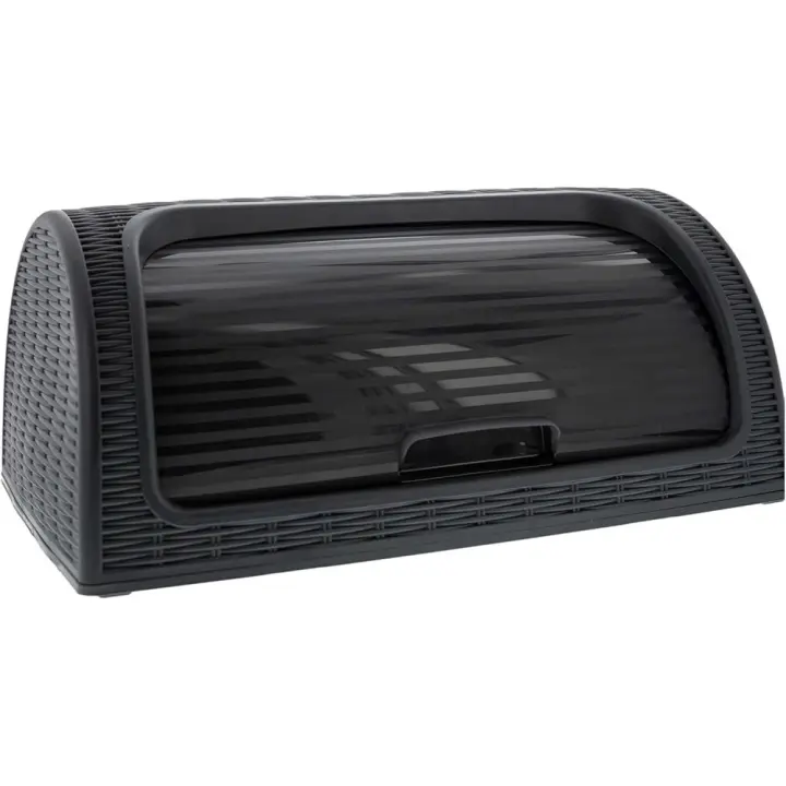 COSHANO Panera de plástico tipo Ratán, cesta almacenamiento de alimentos pan bocadillos. Caja con tapa enrollable. Sin BPA. Color blanco - 1