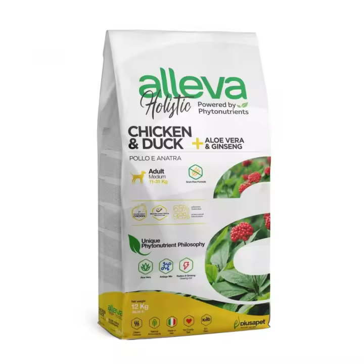 Alleva Holistic para perros Adultos de Razas Medianas con Pollo & Pato + Ginseng & Aloe Vera - 1
