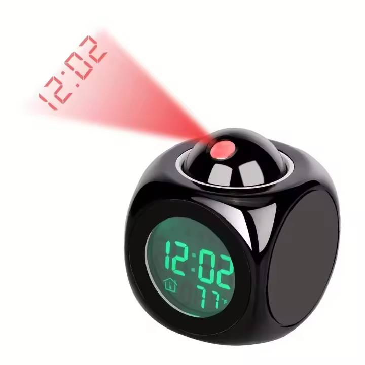 Reloj De Alarma Con Proyección LED Multifuncional Reloj De Voz Para El Hogar Material Plástico Pantalla Digital Moderna - 1