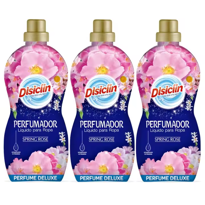 DISICLIN Perfumador liquido para ropa SPRING ROSE 720ml (Pack 3 unidades) - Perfumador deluxe, Para todo tipo de tejidos y colores, Formula que intensifica la fragancia durante mas tiempo, - 1
