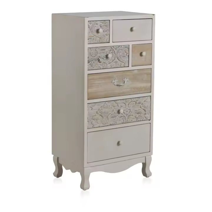 Cómoda De Madera Blanca 7 Cajones El mejor complemento para tu hogar. Fijalo - 1