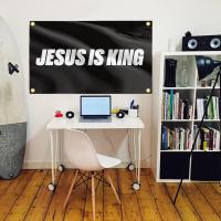 Bandera De Jesus Es Rey Tapa De Manta Divertida 3x5 FT Con Cuatro Grommets Para Decoración De Habitación De Estudiantes Dormitorio De Hombres Cueva Masculina - details 1