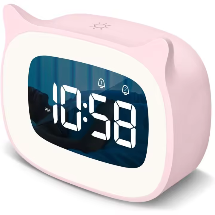 Reloj despertador para niños con luz nocturna y 18 tonos de llamada, recargable, lindo - 1