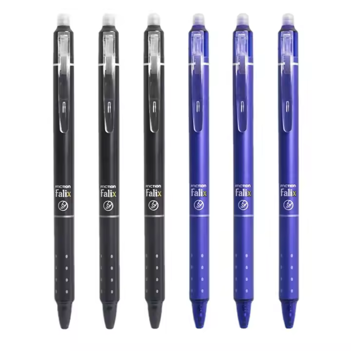 Juego De Bolígrafos Gel Retráctiles Con Recambios 0.5mm Punta Bola Tinta Negra Azul Borrable Con Eraser Integrado Para Exámenes Y Oficina - 1