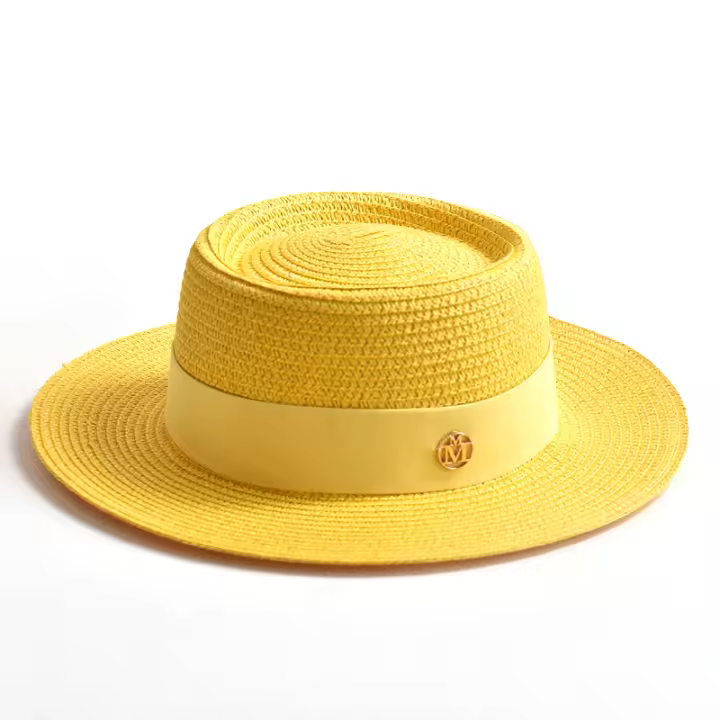 Sombrero De Paja Para Mujer Moda Verano Protección Solar Ribete Plano Cordón Estilo Casual Para Playa Y Viajes - 1