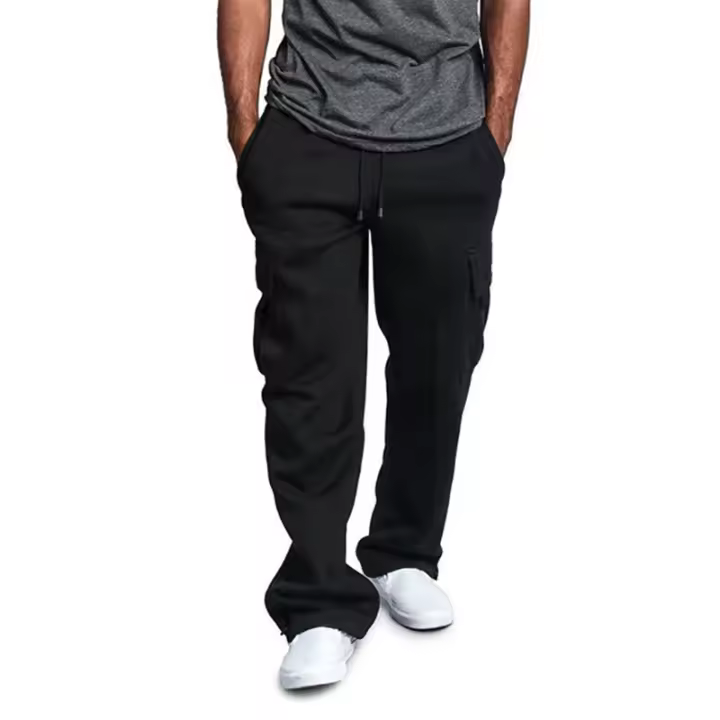 Pantalones De Cargo Para Hombre Con Bolsillos Multifuncionales Estilo Hip Hop Urbanos Pantalones Deportivos Sólidos Ajustables Para Fitness Y Calle - 1