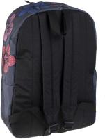 Mochila Becool Cherry Busquets - tela estampada con flores de cerezo en azul, rojo y rosa, combinado con tejido gris oscuro -  33,0 x 42,0 x 21,0 cm - details 1