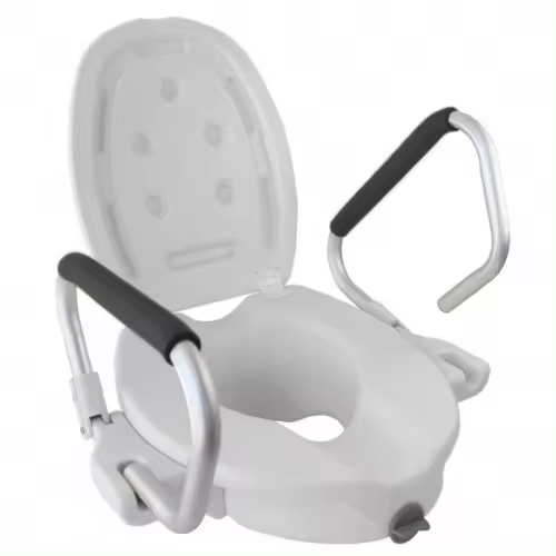 Mobiclinic® Elevador WC para Adultos con Reposabrazos abatibles y Acolchados con Tapa 48 x 56 x 34.8 cm Adaptable a inodoros ovalados Ergonómico Ligero Seguro Marca Española Modelo Guadiana - 1