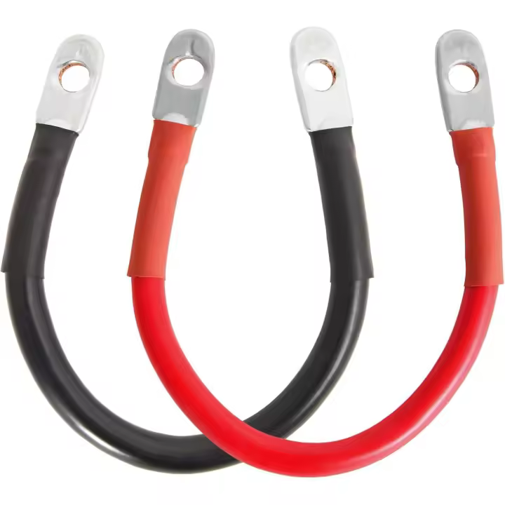 4 AWG Battery Cable 4AWG 12-Inch Battery Inverter Cables Set All Copper Conductor Wire with 3/8" Ring Terminals (4 AWG x 12 Inches) for Car, Truck, RV, Solar - 1