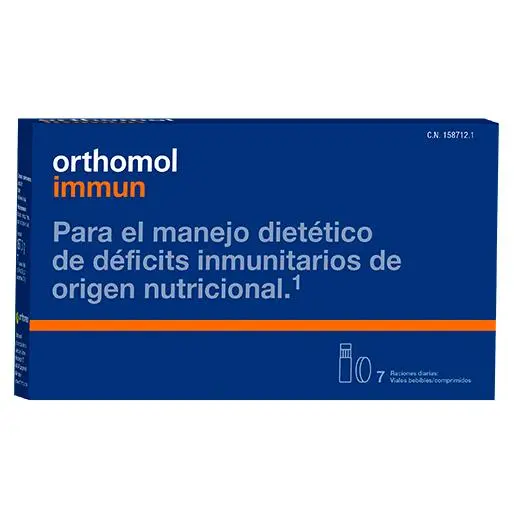 Orthomol Immun 7 viales bebibles. la vitamina C, vitamina D, vitamina A, vitamina B6, vitamina B12, ácido fólico, vitamina E, zinc y hierro tan importantes para fortalecer el sistema inmunitario. - 1