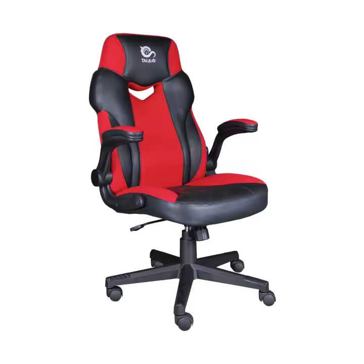 Talius silla crab gaming negr/roja, brazos fijos, butterfly, base metal, ruedas 60mm nylon, gas c - 1