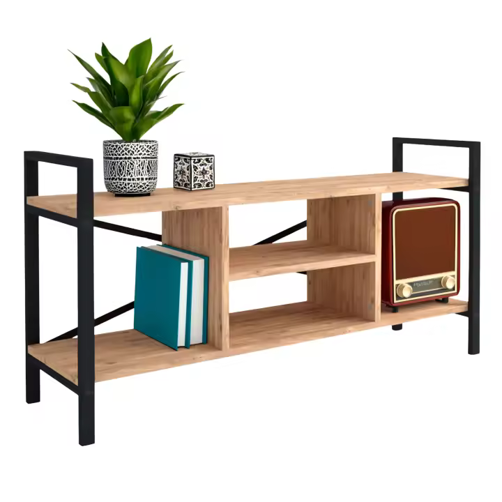 Miroytengo Mueble TV para Salón Rus 4 Huecos Negro y Roble Safir 120x63x37 cm - 1