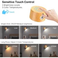 Lámpara de pared interior, carga por USB, 3 colores y 3 niveles de brillo, lámpara de pared inalámbrica de control táctil giratoria de 360 ° - details 1