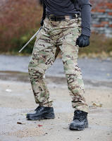 Pantalones Tácticos IX7 Para Hombre Marrones Caqui Pantalones De Camuflaje Para Entrenamiento Al Aire Libre Con Múltiples Bolsillos Para Otoño E Invierno - details 1