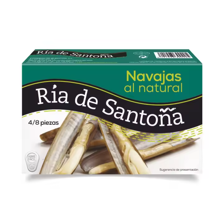Navajas al Natural Ría de Santoña 4/8 piezas: Frescura del Mar Cantábrico, Saludables y Nutritivas, Ricas en Yodo y Omega 3. Calidad y Sabor Excepcional, Recolectadas de Forma Sostenible y Artesanal. - 1