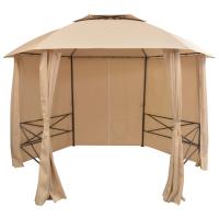 vidaXL Carpa de Jardín con Cortinas Hexagonal 360x265 cm Cenador Patio Caseta Color Beige,  Antracita,  Blanco y mas - details 1