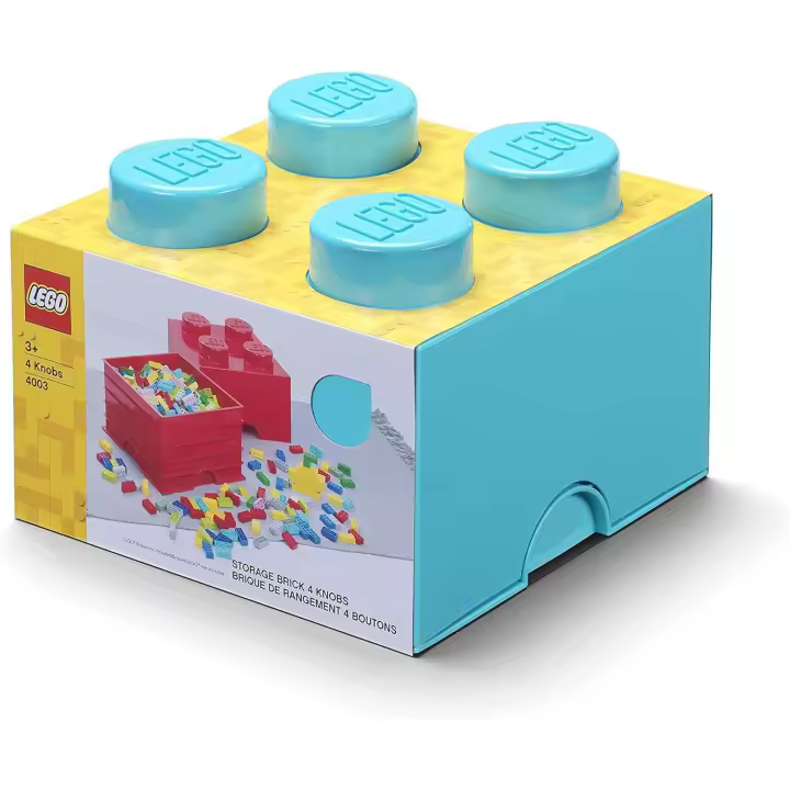 Room Copenhagen 40031743 Ladrillo de Almacenamiento de 4 espigas de Lego, Caja de almacenaje apilable, 5,7 l, Turquesa - 1