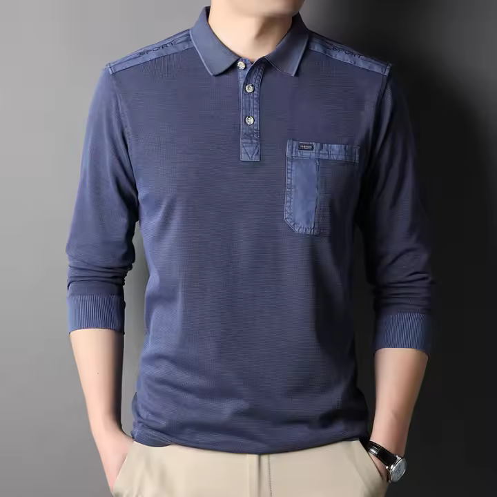 Camisa Polo Para Hombre MLSHP Primavera Otoño Algodón Sólido Bordado Casual Negocios Moda Tops Simples 3XL - 1