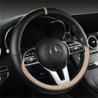 Cubierta De Volante Universal De Cuero Completo Tamaño 37-38cm Transpirable Antideslizante Accesorios De Decoración Para Coche - details 14